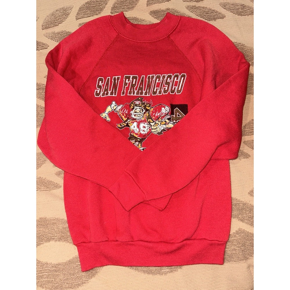 Vtg 1990's San Francisco 49ers Sweatshirt L Jack Davis‎ Graphic Cartoon YOUTH - Picture 2 of 7